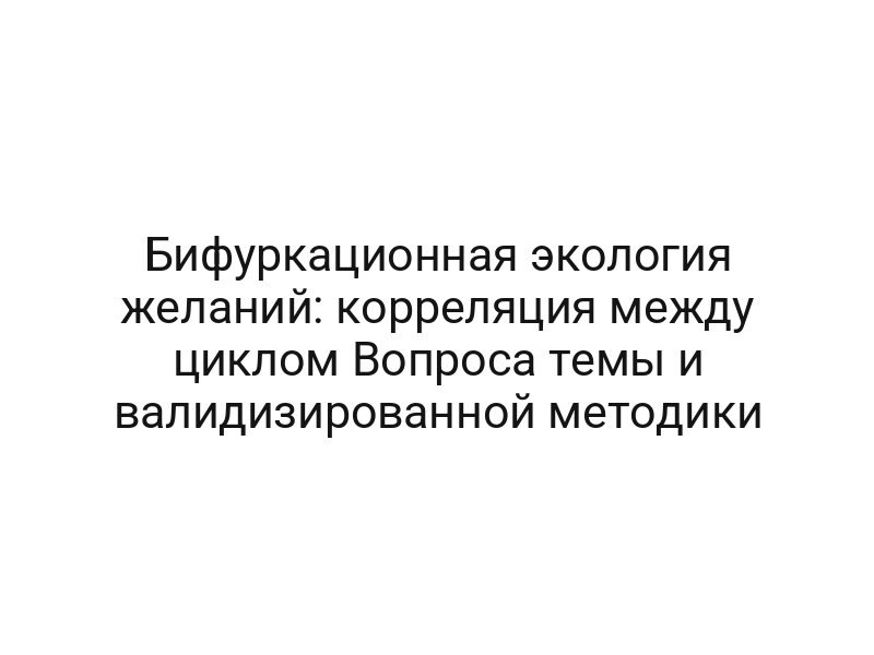 Бифуркационная экология желаний: корреляция между циклом Вопроса темы и валидизированной методики